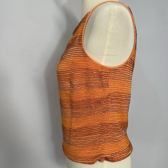 David Meister Y2K Orange Dress Vintage Skirt Set Formal Beaded Asymmetric - Picture 8 of 14